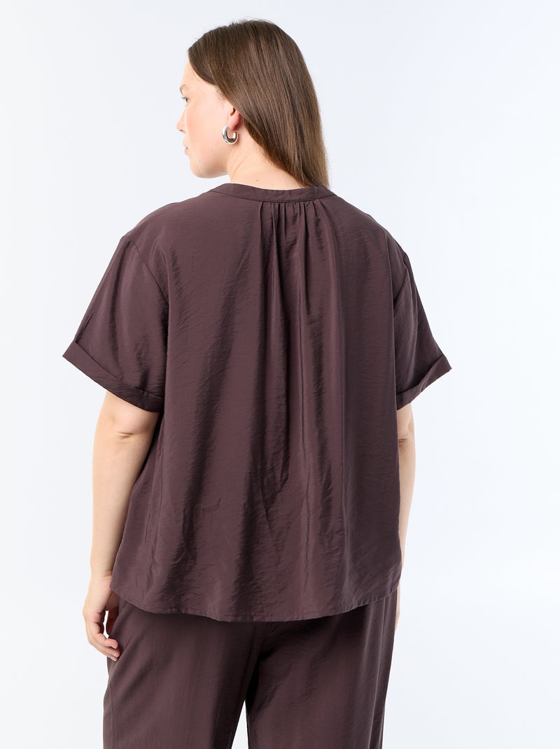 Blusa caftán de viscosa fluida Marron - Kiabi