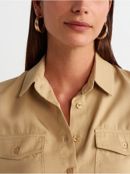 Blusa camisa crop de tencel dilvin - Kiabi Blusa camisa crop de tencel dilvin - Kiabi