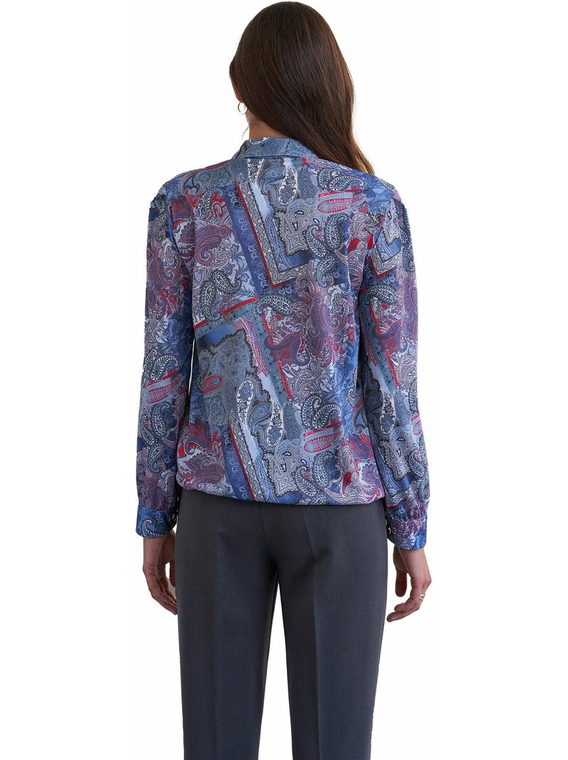 Blusa-chaqueta de punto estampado - Afibel Azul - Kiabi