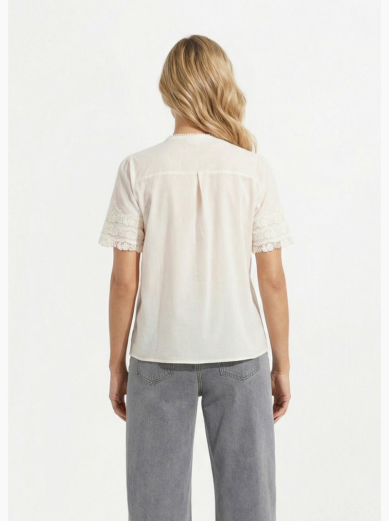 Blusa chic con aplicaciones de encaje - AFIBEL Crudo - Kiabi