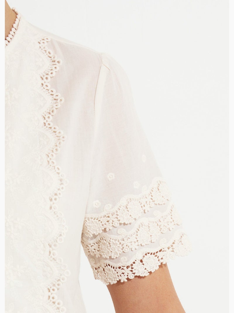 Blusa chic con aplicaciones de encaje - AFIBEL Crudo - Kiabi