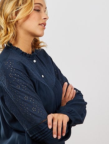 Blusa con bordado inglés - Kiabi