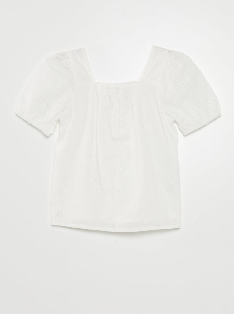 Blusa con bordado inglés BLANCO - Kiabi