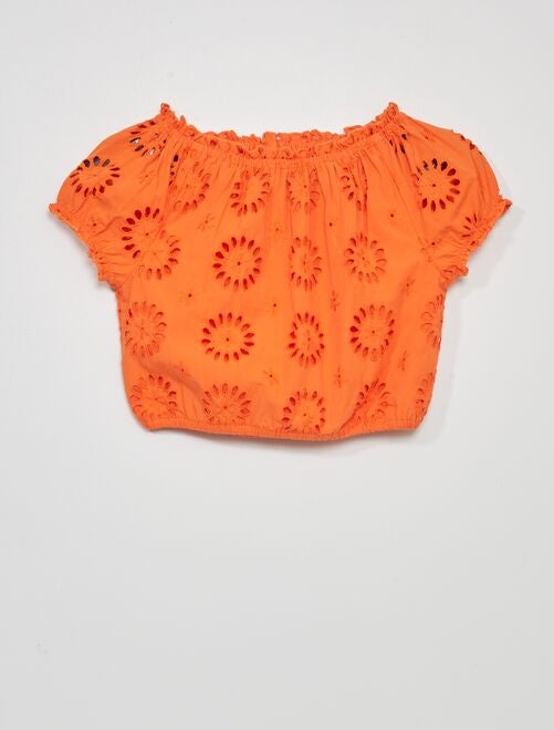 Blusa con bordado inglés - Kiabi