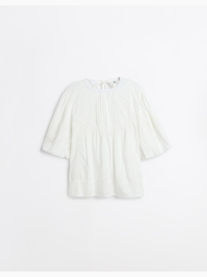 Blusa con bordado, mo fashion Blanco - Kiabi
