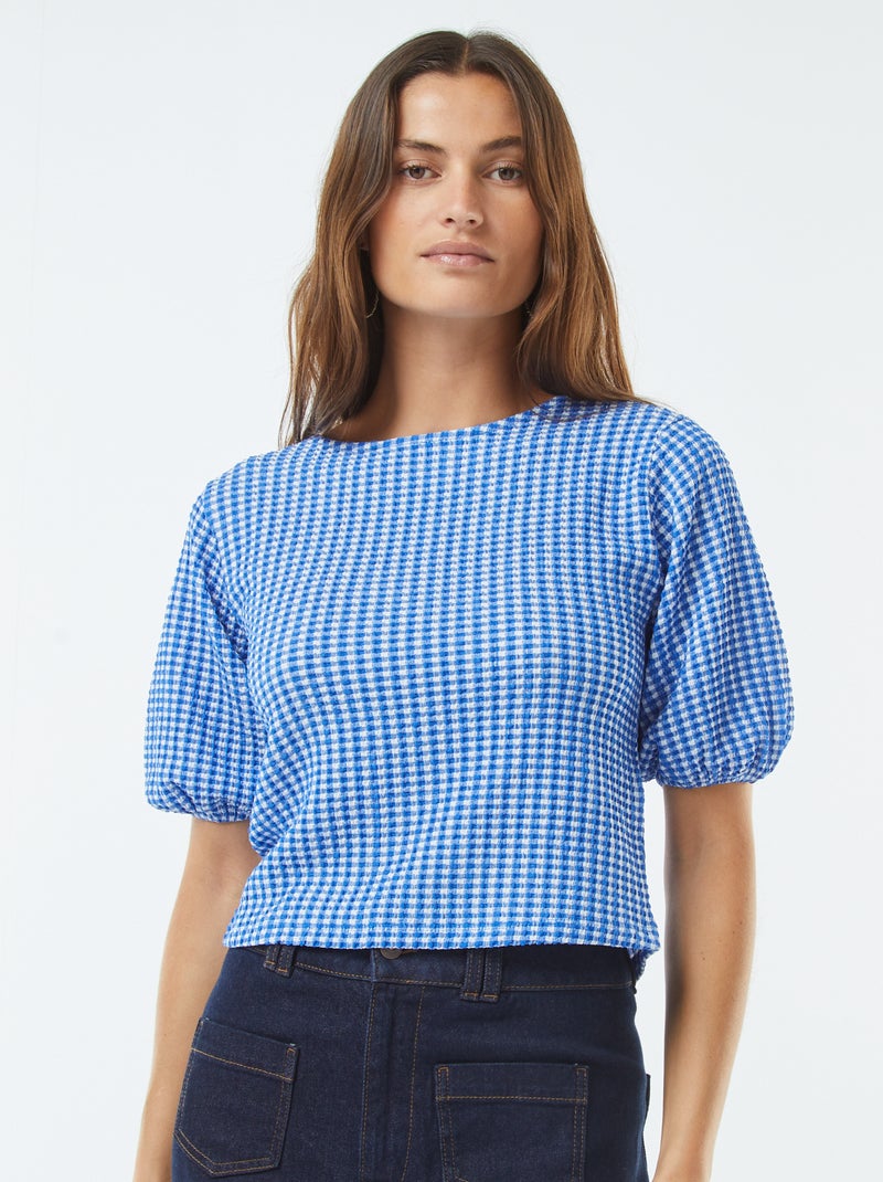 Blusa con cintas anudables Azul - Kiabi
