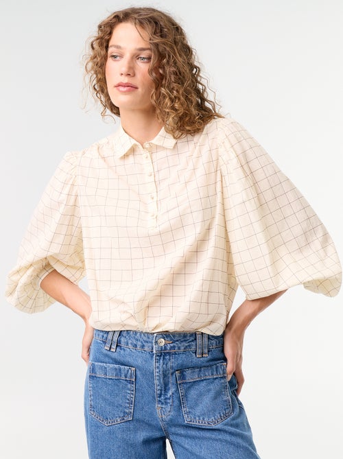 Blusa con cuello abotonado - Kiabi
