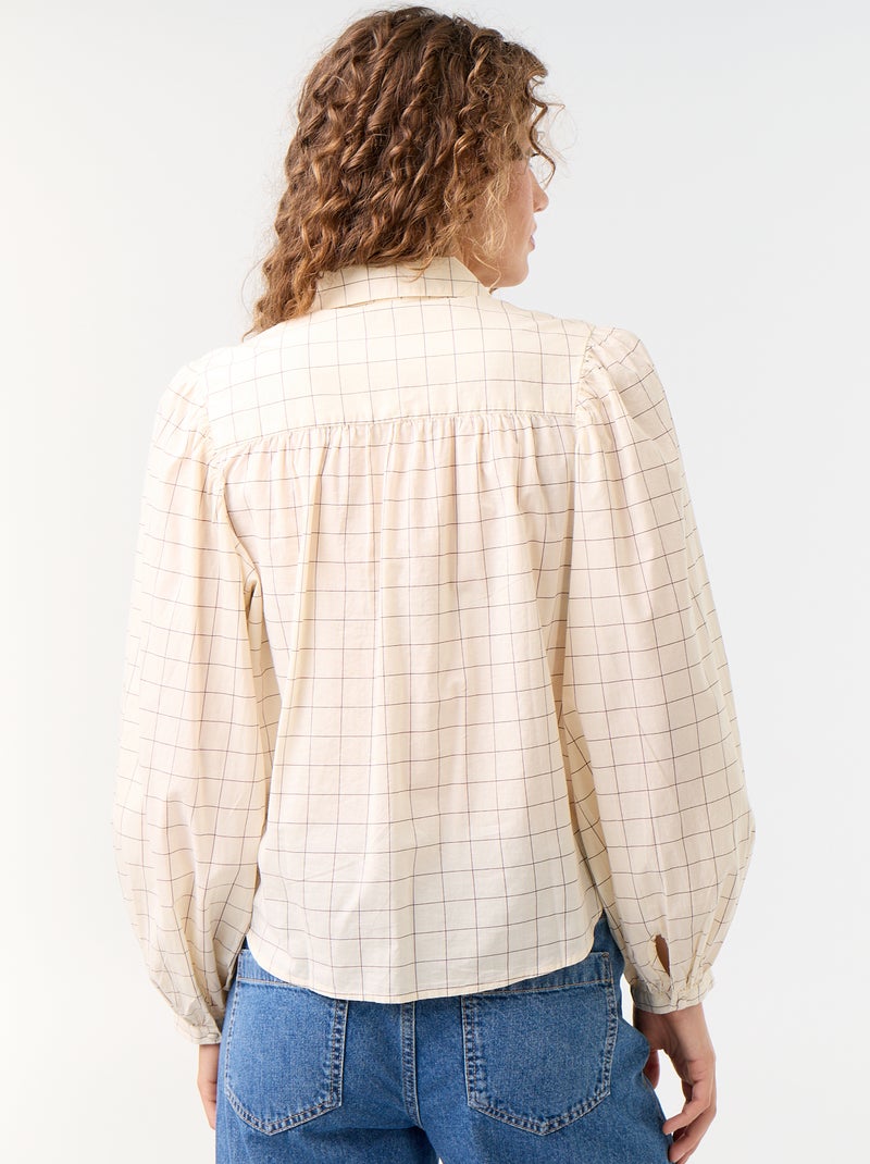 Blusa con cuello abotonado Blanco - Kiabi