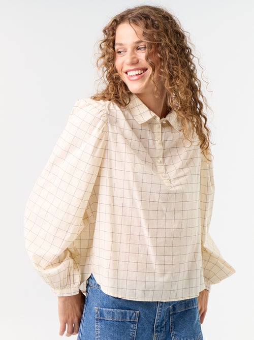 Blusa con cuello abotonado - Kiabi