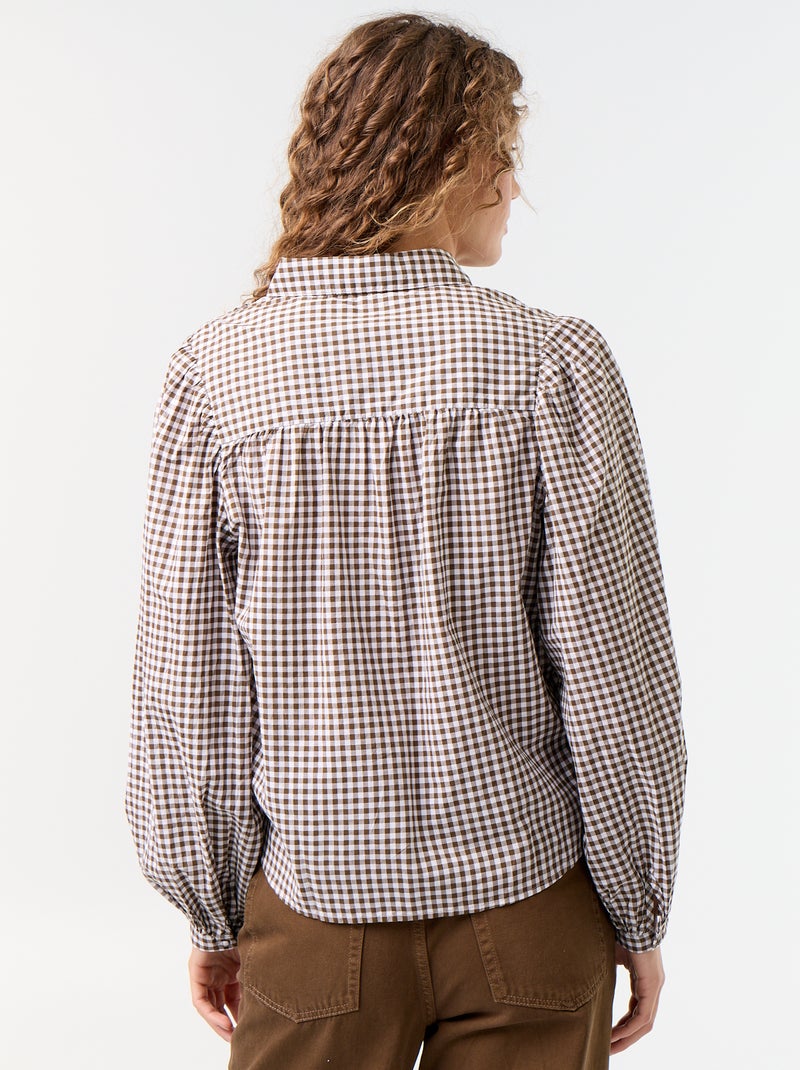 Blusa con cuello abotonado Kaki - Kiabi