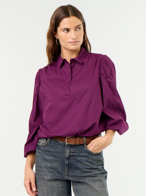 Blusa con cuello abotonado - Kiabi