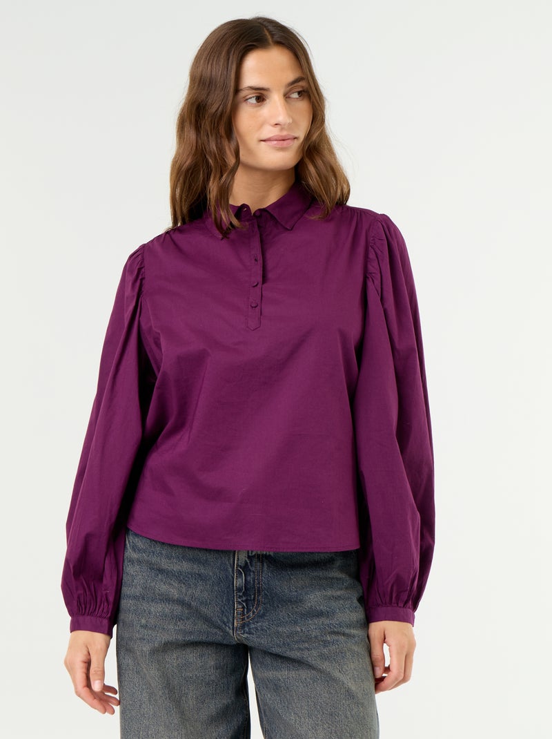 Blusa con cuello abotonado Purpura - Kiabi