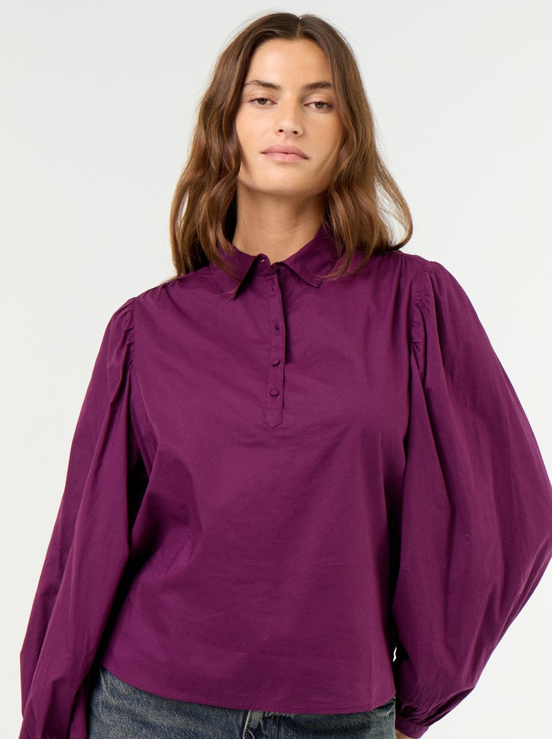 Blusa con cuello abotonado Purpura - Kiabi
