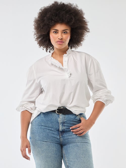 Blusa con cuello alto con volantes - Kiabi
