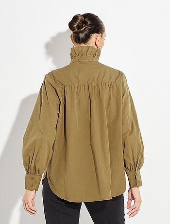 Blusa con cuello alto plisado - AFIBEL