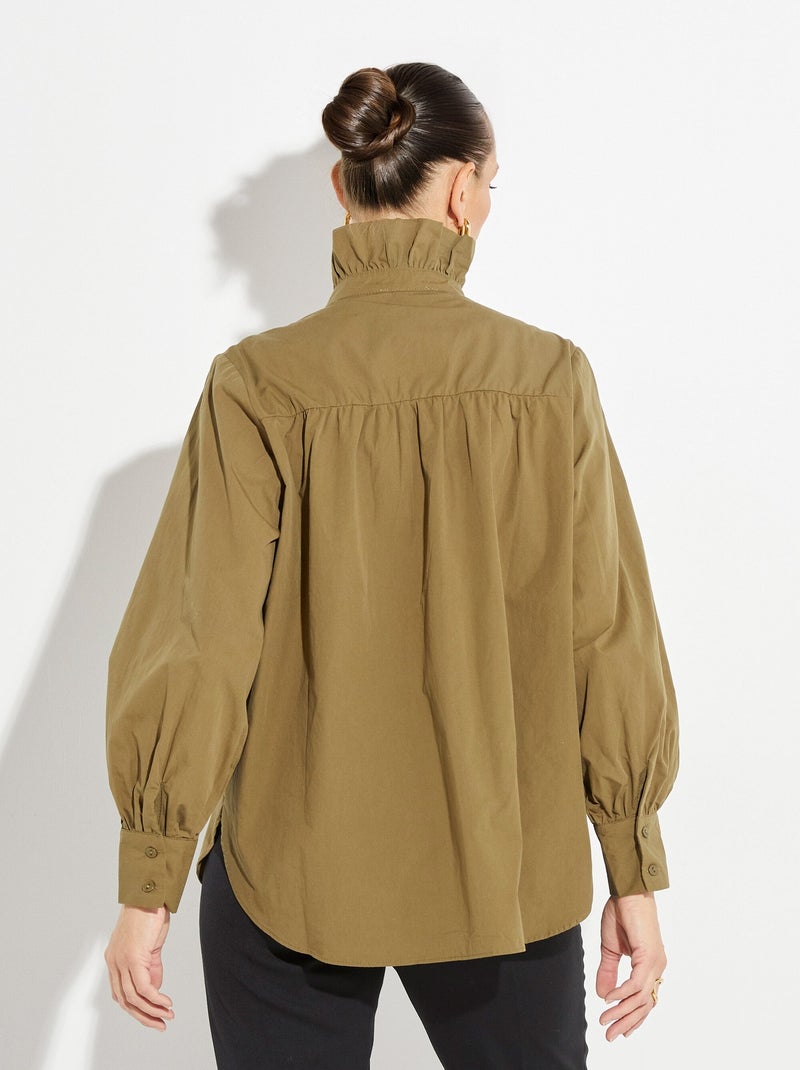 Blusa con cuello alto plisado - AFIBEL Caqui - Kiabi