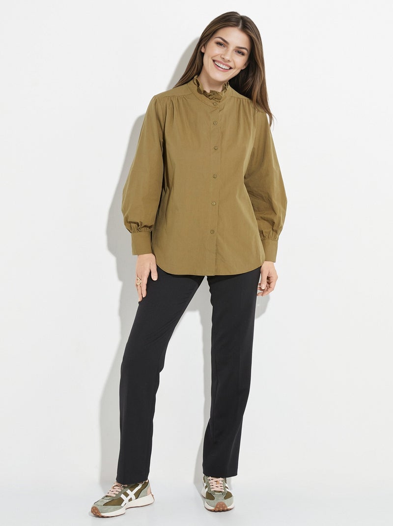 Blusa con cuello alto plisado - AFIBEL Caqui - Kiabi