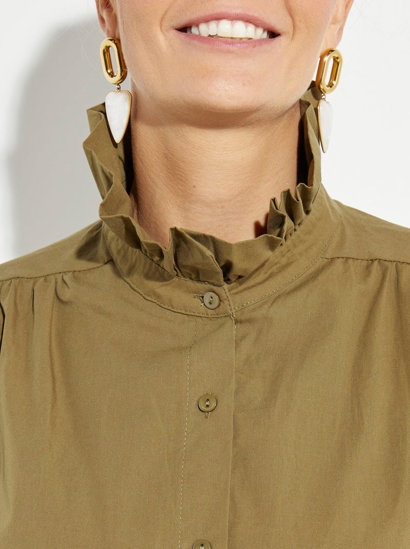 Blusa con cuello alto plisado - AFIBEL Caqui - Kiabi