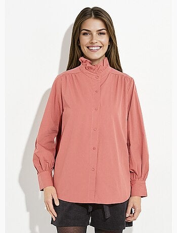 Blusa con cuello alto plisado - AFIBEL