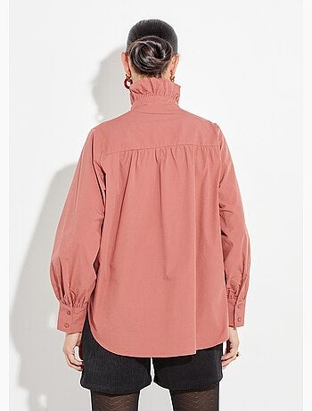 Blusa con cuello alto plisado - AFIBEL