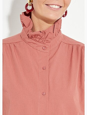 Blusa con cuello alto plisado - AFIBEL