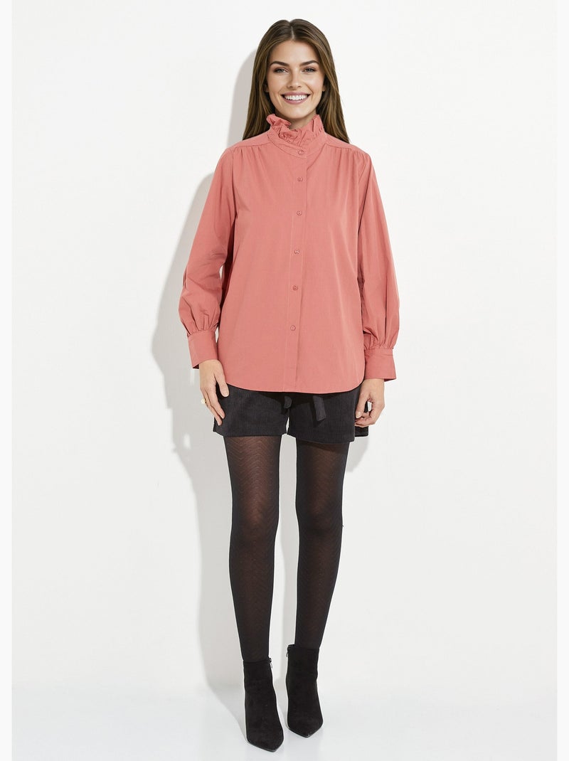 Blusa con cuello alto plisado - AFIBEL Terracota - Kiabi