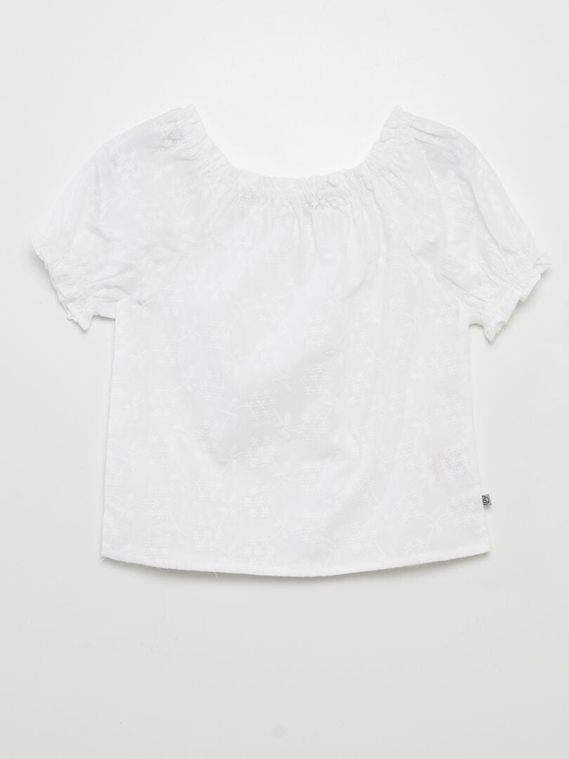 Blusa con cuello bardot BLANCO - Kiabi