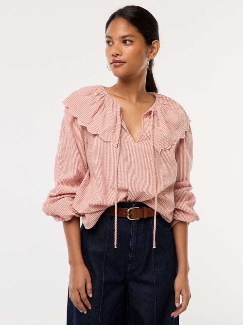 Blusa con cuello bebé amplio - Kiabi