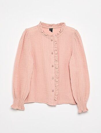 Blusa con cuello con volantes