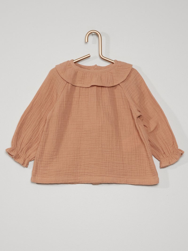 Blusa con cuello efecto gorguera ROSA - Kiabi
