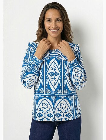 Blusa con cuello Peter Pan, estampado elegante - AFIBEL