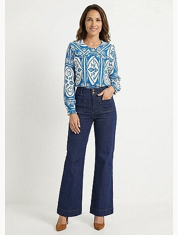 Blusa con cuello Peter Pan, estampado elegante - AFIBEL