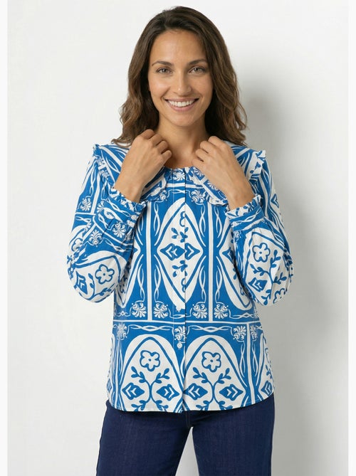 Blusa con cuello Peter Pan, estampado elegante - AFIBEL - Kiabi