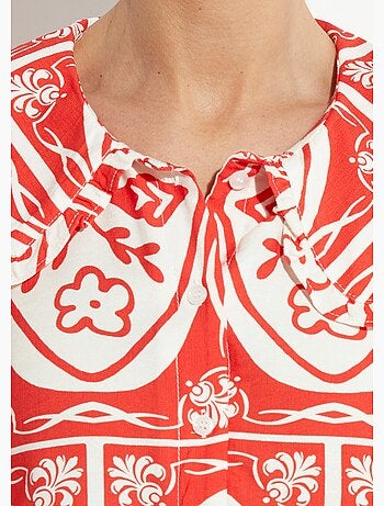 Blusa con cuello Peter Pan, estampado elegante - AFIBEL