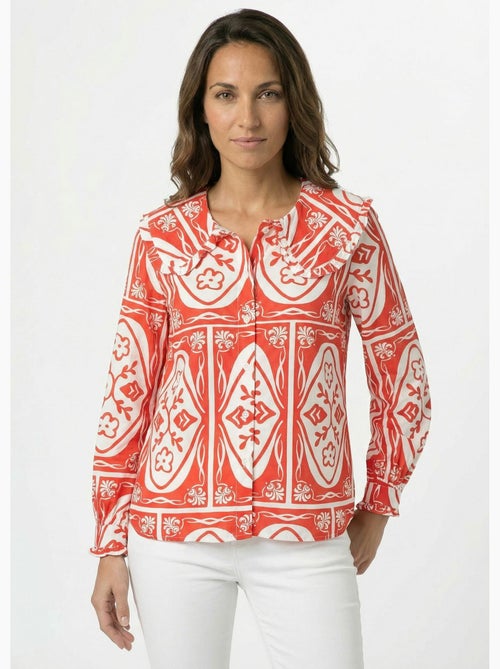 Blusa con cuello Peter Pan, estampado elegante - AFIBEL - Kiabi