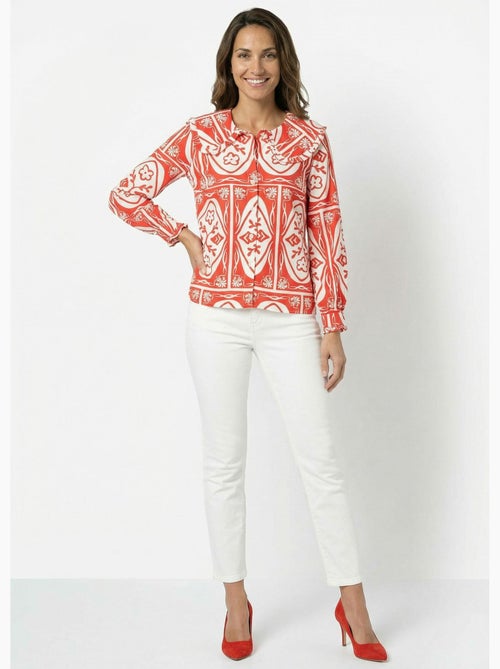 Blusa con cuello Peter Pan, estampado elegante - AFIBEL - Kiabi