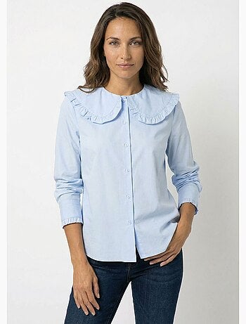 Blusa con cuello Peter Pan plisado - AFIBEL