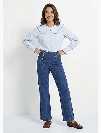 Blusa con cuello Peter Pan plisado - AFIBEL