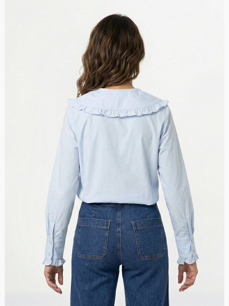 Blusa con cuello Peter Pan plisado - AFIBEL Azul cielo - Kiabi