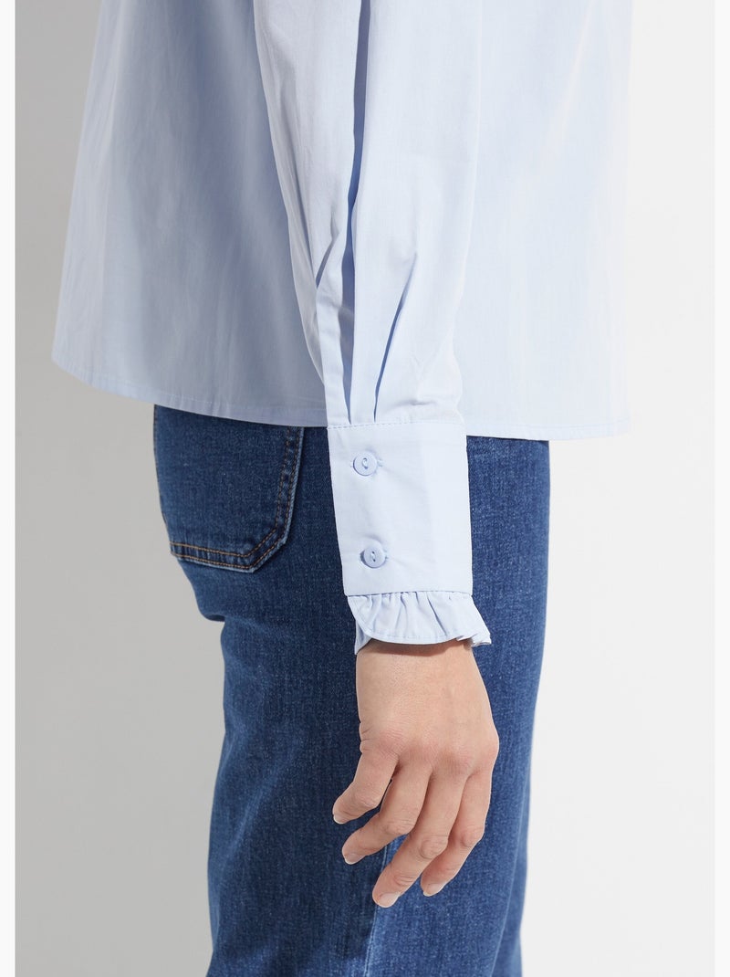 Blusa con cuello Peter Pan plisado - AFIBEL Azul cielo - Kiabi