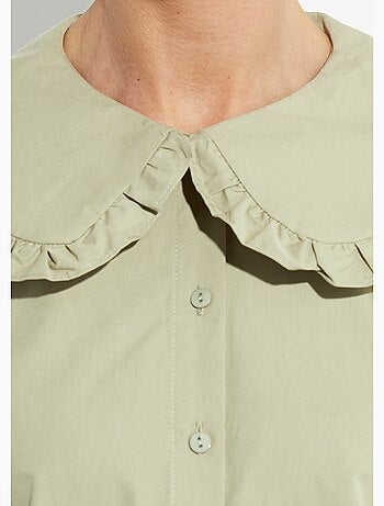 Blusa con cuello Peter Pan plisado - AFIBEL