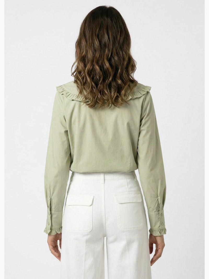 Blusa con cuello Peter Pan plisado - AFIBEL Caqui - Kiabi
