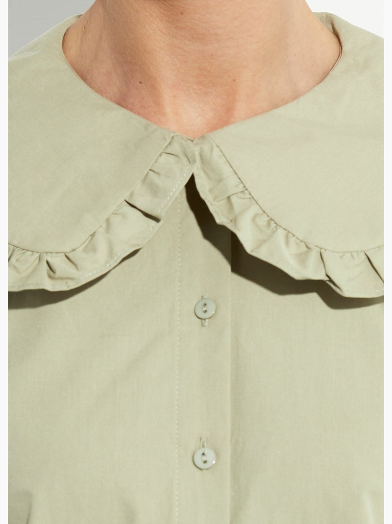 Blusa con cuello Peter Pan plisado - AFIBEL Caqui - Kiabi