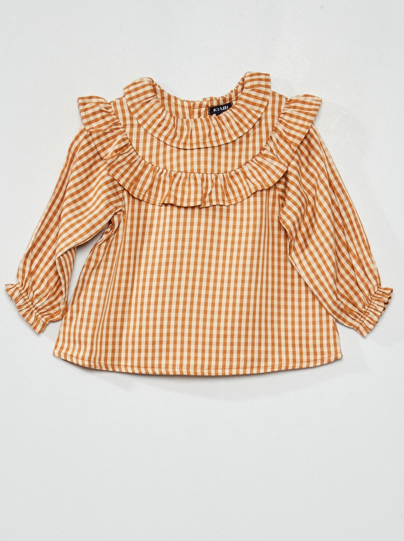 Blusa con cuello pierrot AMARILLO - Kiabi