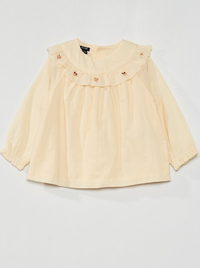 Blusa con cuello pierrot BLANCO - Kiabi