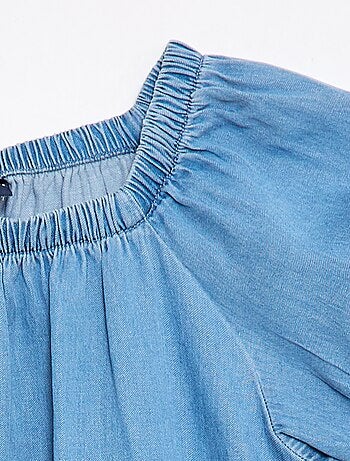 Blusa con cuello y bajo de mangas elásticos - Colección fácil de poner