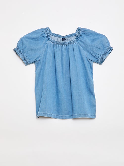 Blusa con cuello y bajo de mangas elásticos - Colección fácil de poner - Kiabi