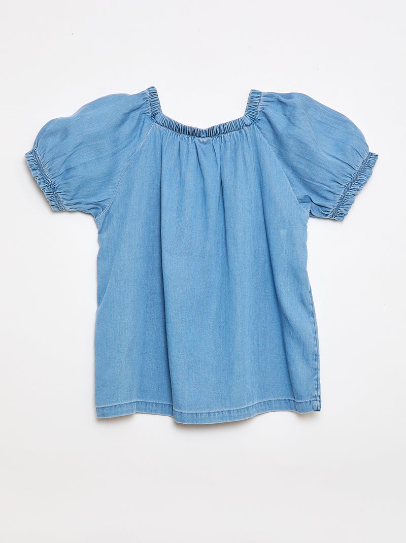 Blusa con cuello y bajo de mangas elásticos - Colección fácil de poner Azul - Kiabi
