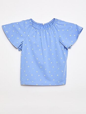 Blusa con cuello y bajo de mangas elásticos - Colección fácil de poner