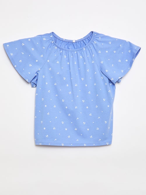 Blusa con cuello y bajo de mangas elásticos - Colección fácil de poner - Kiabi